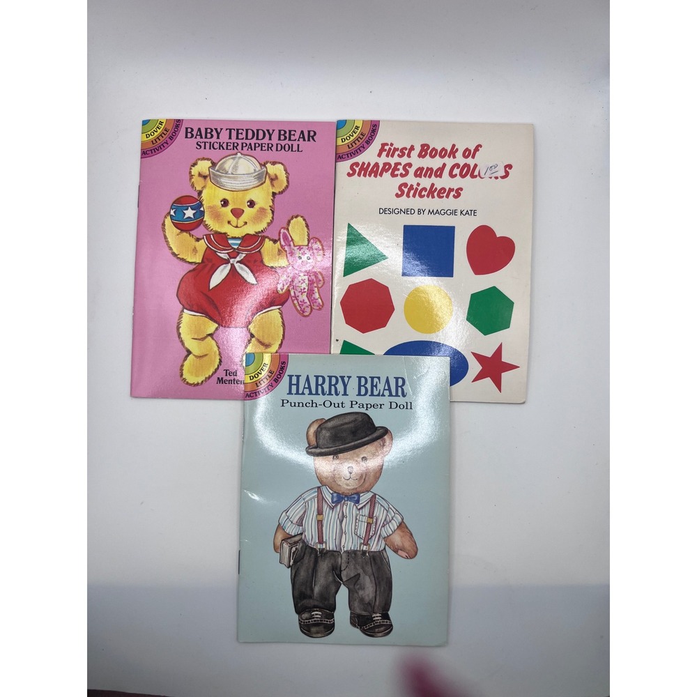 Lot Of Vintage Dover Little Activity Books Shapes/Colors Paper Doll Bear Unused‎